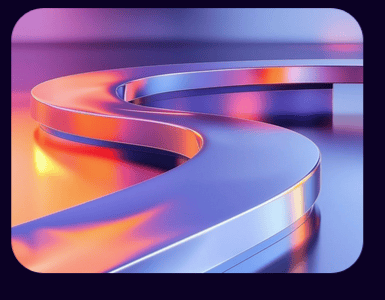 A sleek s shaped yellow, orange, purple and blue chrome representing analysis in a background image