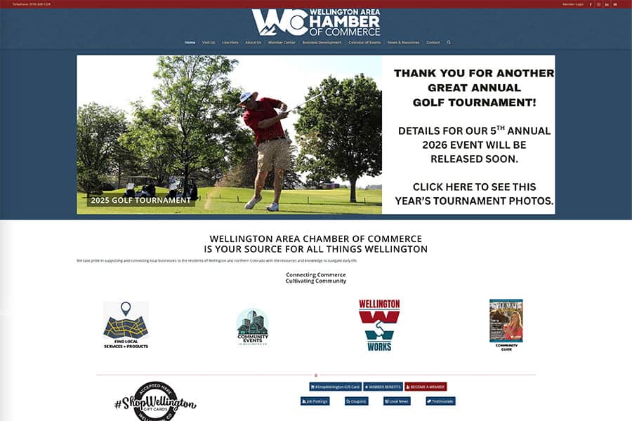 Wellington Area Chamber Of Commerce Golf tournament announcement banner for Wellington Area Chamber of Commerce's annual event.