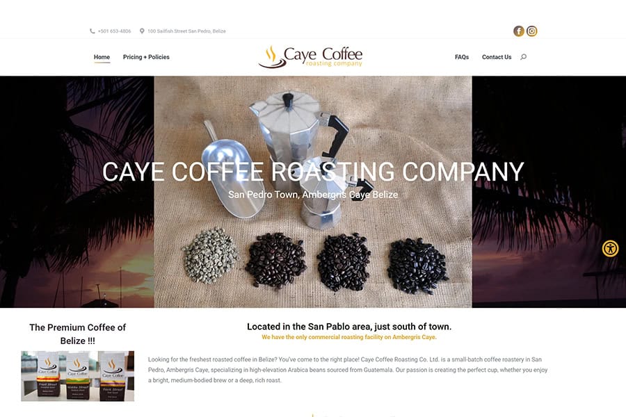 Cayecoffee Caye Coffee Roasting Company Website design by Brandesigns